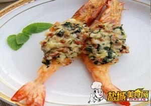 菠菜培根奶油虾(图)