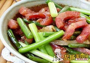 蒜薹榨菜炒香肠(图)