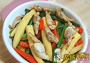 玉米笋炒蛏子(图)