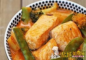 红咖喱杂蔬三文鱼(图)