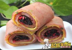 双色苋菜蛋卷饼(图)