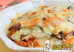 火腿菌菇焗饭